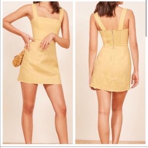 Reformation Linen Yellow Mini Dress